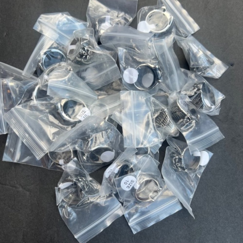 Resale Lot of 25 Men's Stainless Steel Skull Rings Metal High Quality Biker